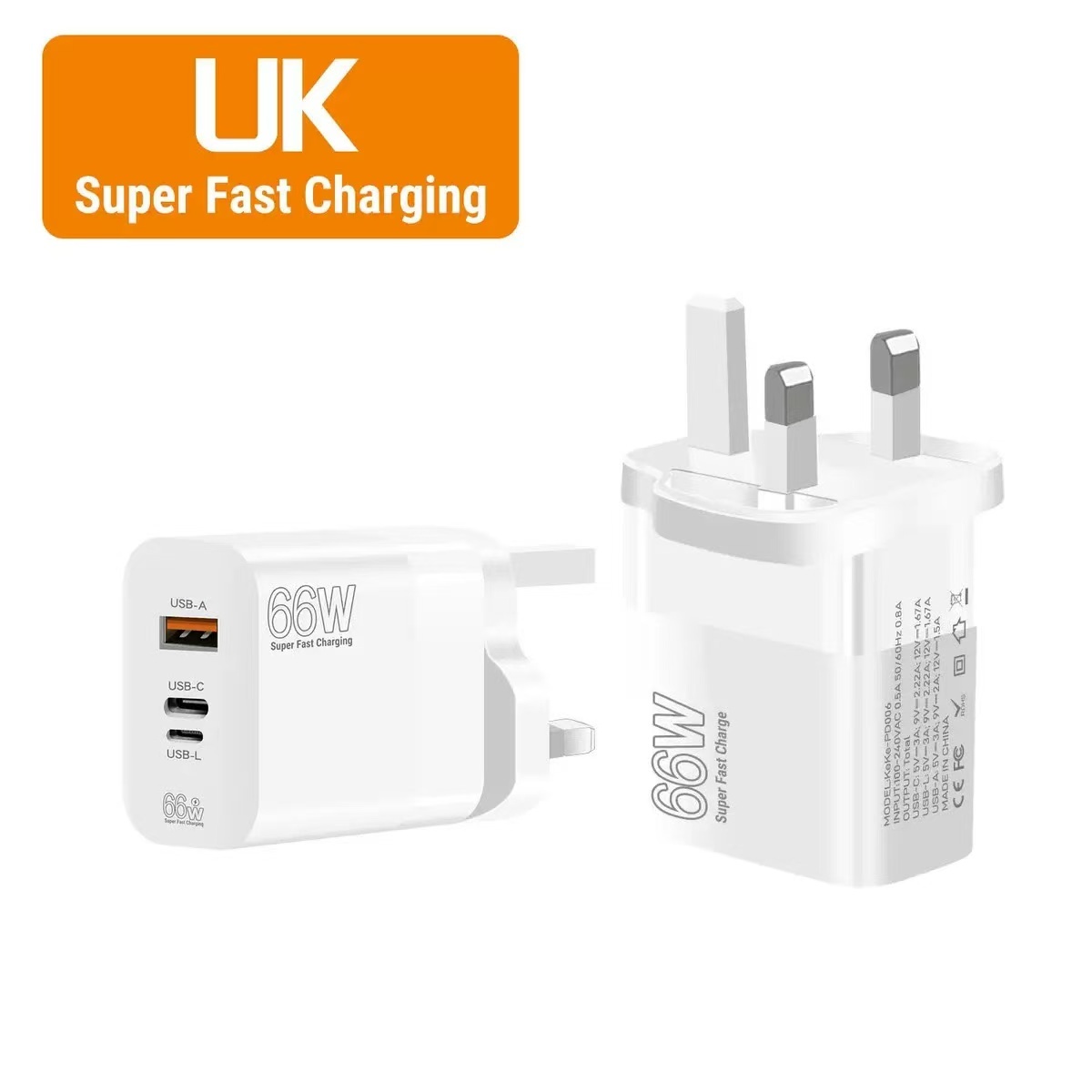 Cross-border 66W Triple Port Super Fast UK Wall Charger,DonvisTek,Cross-border 66W Triple Port Super Fast UK Wall Charger