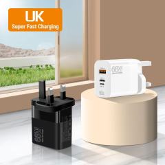 Cross-border 66W Triple Port Super Fast UK Wall Charger,DonvisTek,Cross-border 66W Triple Port Super Fast UK Wall Charger
