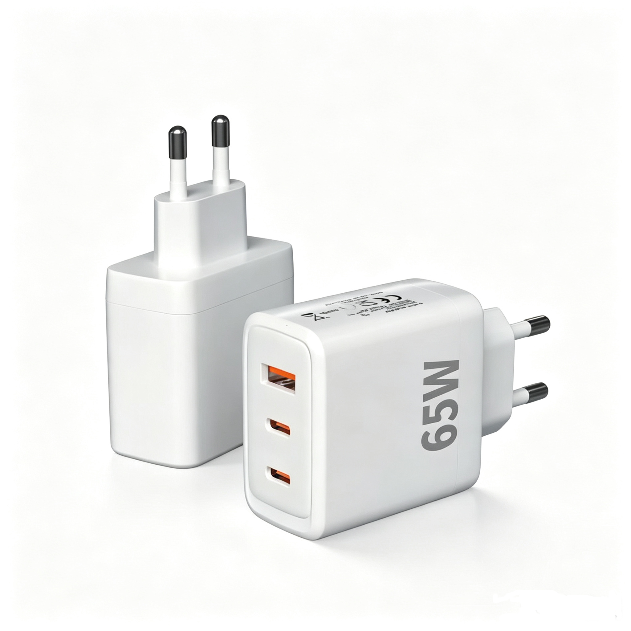 66W GaN 3-Port EU Plug Fast Wall Charger (2×USB-C + USB-A),DonvisTek,66W GaN 3-Port EU Plug Fast Wall Charger (2×USB-C + USB-A)