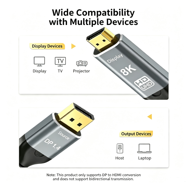 8K DP to HDMI 1.4 Cable Braided Aluminum Alloy Shell,DonvisTek,8K DP to HDMI 1.4 Cable Braided Aluminum Alloy Shell
