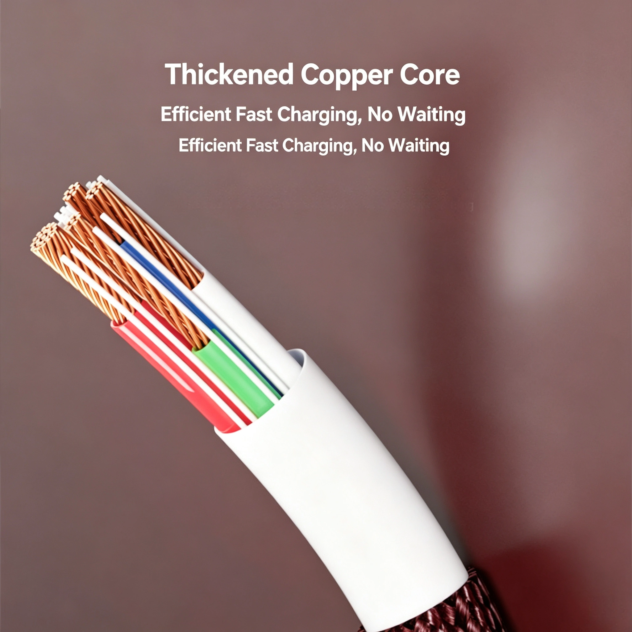 Braided Type-C to Type-C cable shown flat for length and connector reference