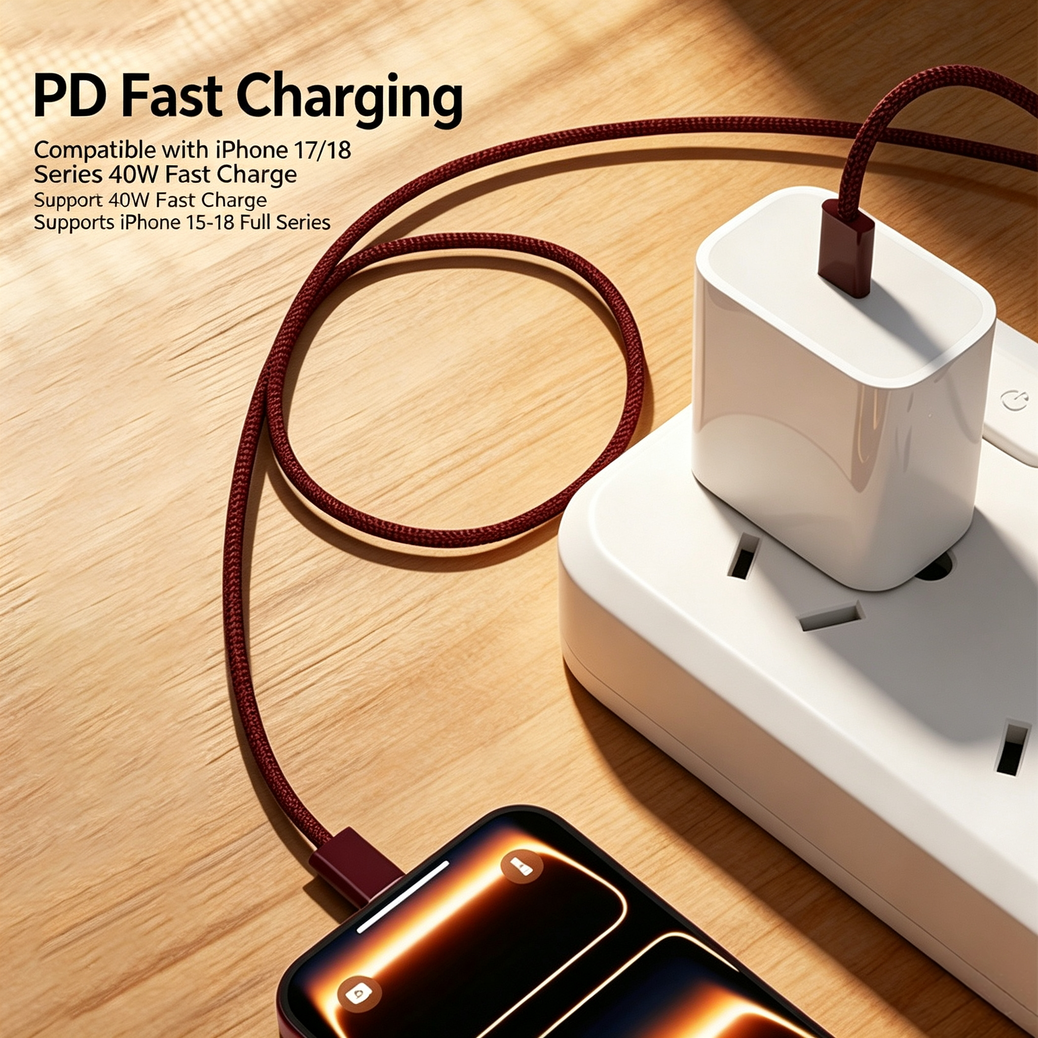 Cabo de Carregamento Rápido Trançado USB C para USB C de 60W para iPhone 18 Series, DonvisTek, # Cabo de Carregamento Rápido Trançado USB C para USB C de 60W para iPhone 18 Series