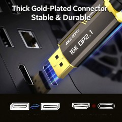 Cabo DisplayPort de Fibra Óptica 16K DP 2.1, Cabo de Vídeo de Alta Definição Macho para Macho para PC e Monitor, DonvisTek, Cabo DisplayPort de Fibra Óptica 16K DP 2.1, Cabo de Vídeo de Alta Definição Macho para Macho para PC e Monitor