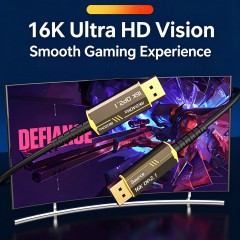 Cabo DisplayPort de Fibra Óptica 16K DP 2.1, Cabo de Vídeo de Alta Definição Macho para Macho para PC e Monitor, DonvisTek, Cabo DisplayPort de Fibra Óptica 16K DP 2.1, Cabo de Vídeo de Alta Definição Macho para Macho para PC e Monitor