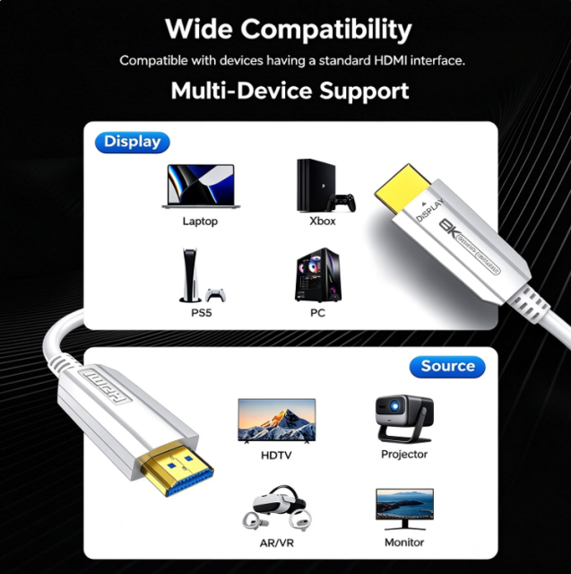 8K HDMI 2.1 Fiber Optic Cable 48Gbps 8K60Hz 4K240Hz HDMI Cable,DonvisTek,8K HDMI 2.1 Fiber Optic Cable 48Gbps 8K60Hz 4K240Hz HDMI Cable