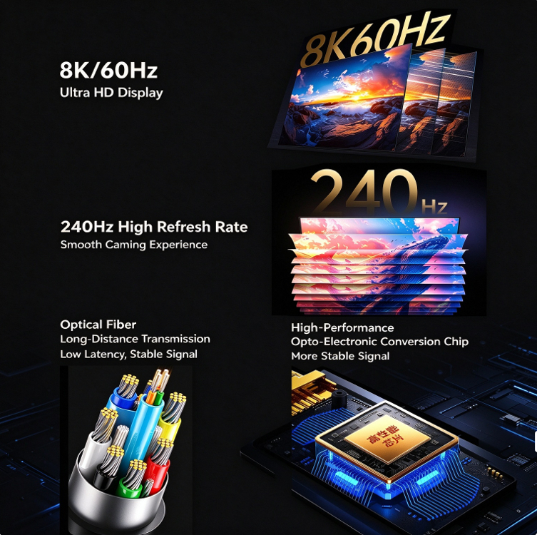 8K HDMI 2.1 Fiber Optic Cable 48Gbps 8K60Hz 4K240Hz HDMI Cable,DonvisTek,8K HDMI 2.1 Fiber Optic Cable 48Gbps 8K60Hz 4K240Hz HDMI Cable