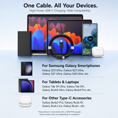 Samsung 100W USB-C to USB-C Fast Charging Cable | 6A Super Fast Charge & 40MB/s Data Sync Cord for Galaxy S24/S23/Note Series,DonvisTek,Samsung 100W USB-C to USB-C Fast Charging Cable | 6A Super Fast Charge & 40MB/s Data Sync Cord for Galaxy S24/S23/Note Series