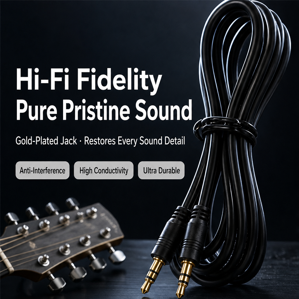 Hi-Fi Gold-Plated AUX Audio Cable — 3.5mm Universal Connection,DonvisTek,Hi-Fi Gold-Plated AUX Audio Cable — 3.5mm Universal Connection