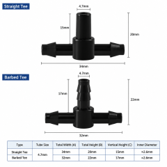 4/7mm Micro Irrigation Barbed Tee Connector,Aquagrowirrigation,4/7mm Micro Irrigation Barbed Tee Connector
