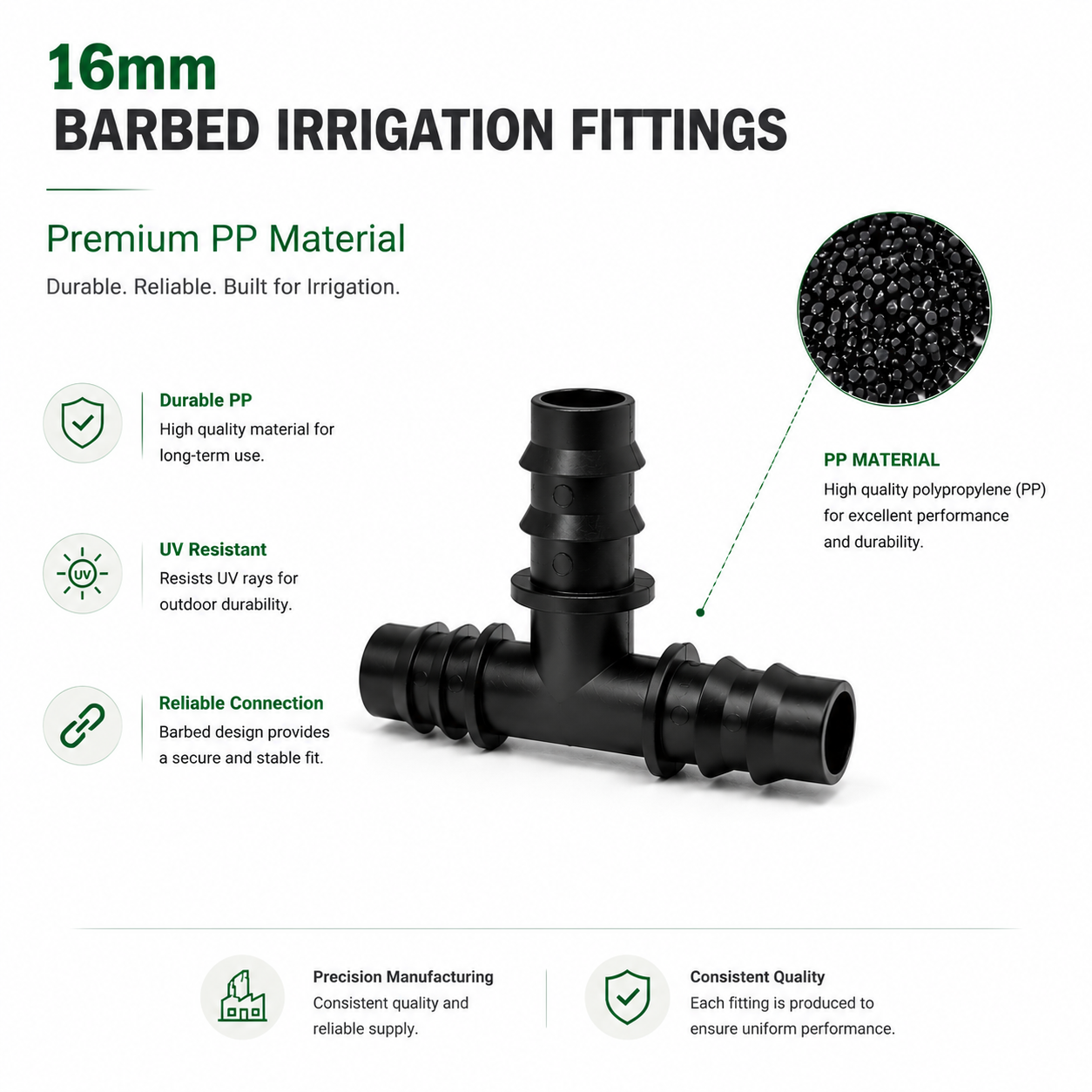 16mm Barbed Irrigation Fittings for PE Pipe Systems,Aquagrowirrigation,16mm Barbed Irrigation Fittings for PE Pipe Systems