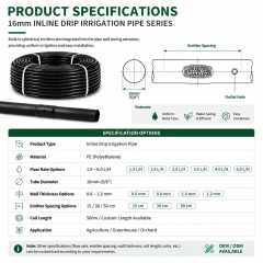 16mm Inline Drip Irrigation Pipe with Built-in Emitters,Aquagrowirrigation,16mm Inline Drip Irrigation Pipe | GrowMate