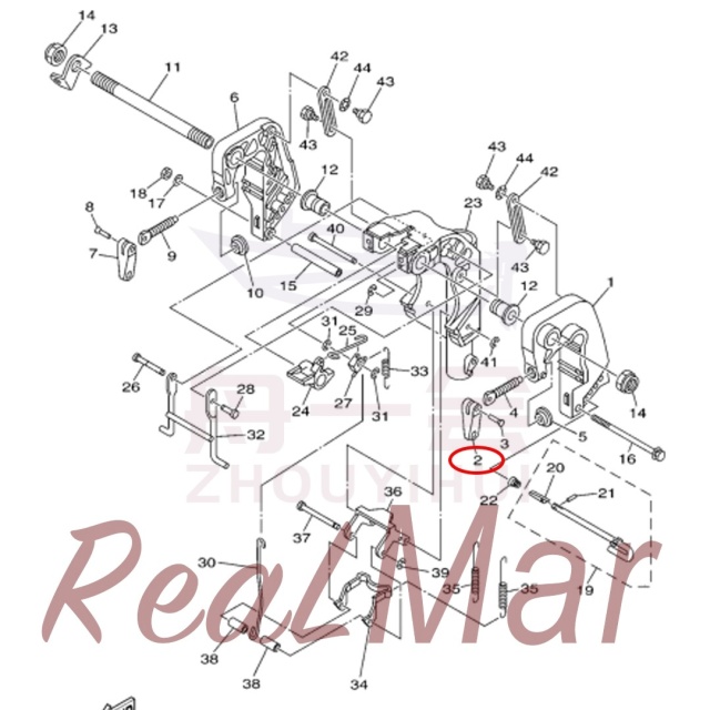 HANDLE  TRANSOM CLAMP (6E0-43118-01),Dimo,HANDLE  TRANSOM CLAMP (6E0-43118-01)-Dimo
