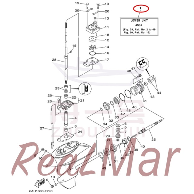 LOWER UNIT ASSY (6AH-45300-00-4D),Dimo,LOWER UNIT ASSY (6AH-45300-00-4D)-Dimo