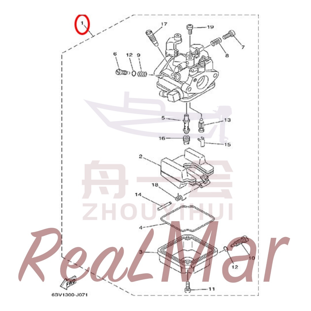CARBURETOR ASSY 1 (6BV-14301-11),Dimo,CARBURETOR ASSY 1 (6BV-14301-11)-Dimo