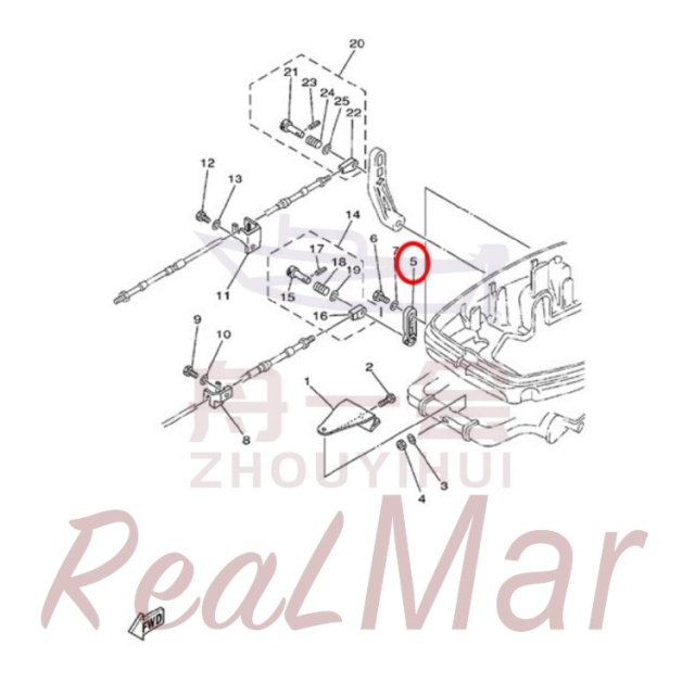 THROTTLE LEVER  CONTROL (648-48534-50-4D),Dimo,THROTTLE LEVER  CONTROL (648-48534-50-4D)-Dimo