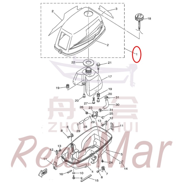TOP COWLING ASSY (6L5-42610-13-4D),Dimo,TOP COWLING ASSY (6L5-42610-13-4D)-Dimo