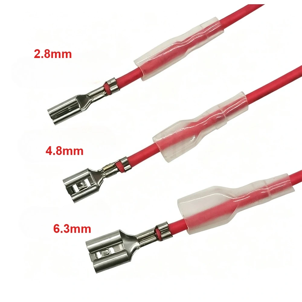 10PC 2.8MM/4.8MM/6.3MM Plug-in Spring Strip Terminal Block  with Sheath Single/Double Head Harness Connection Wire
