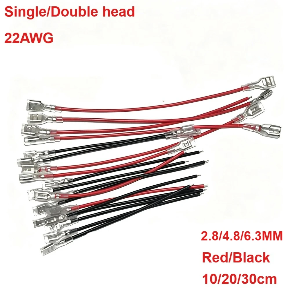 10PC 2.8MM/4.8MM/6.3MM Plug-in Spring Strip Terminal Block  with Sheath Single/Double Head Harness Connection Wire