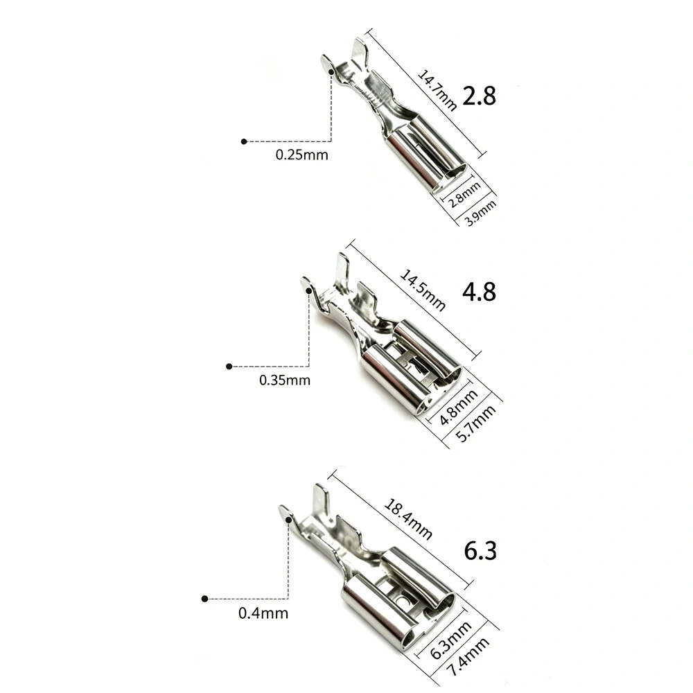10PC 2.8MM/4.8MM/6.3MM Plug-in Spring Strip Terminal Block  with Sheath Single/Double Head Harness Connection Wire