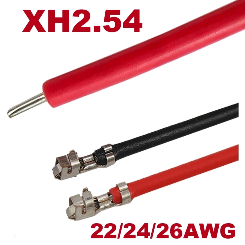 100pcs XH2.54mm 26/24/22Awg XHB Single/Double Ended Terminal Crimped 6/10/15/20/30/50/100cm Electronic Terminal PVC Color Wire