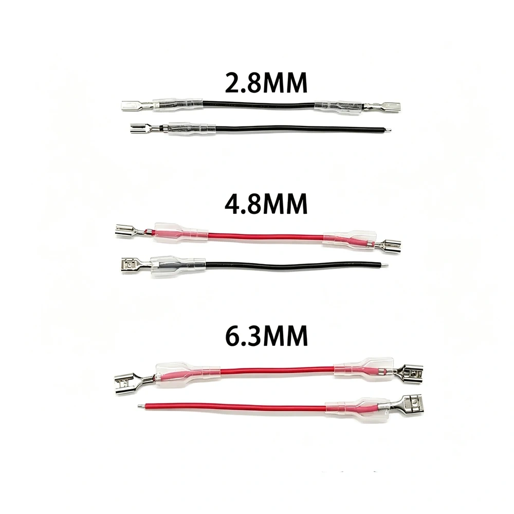 10PC 2.8MM/4.8MM/6.3MM Plug-in Spring Strip Terminal Block  with Sheath Single/Double Head Harness Connection Wire