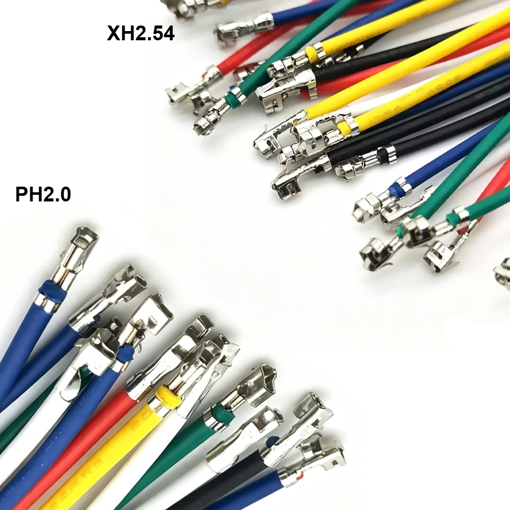 100pcs XH2.54/PH2.0MM Single Double Head Terminal Crimp Colorful Electronic 10/20/30/50cm PVC Terminal Without Housing 26/24/22AWG