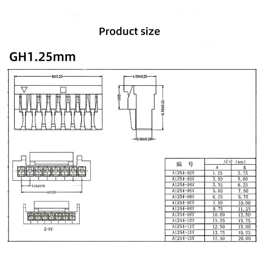 100pcs GH1.25 2/3/4/5/6-16 Pin Single/Double Side GH Series 1.25mm Male Plug Connector with Wire 10/15/20/30/100cm 1007 28AWG