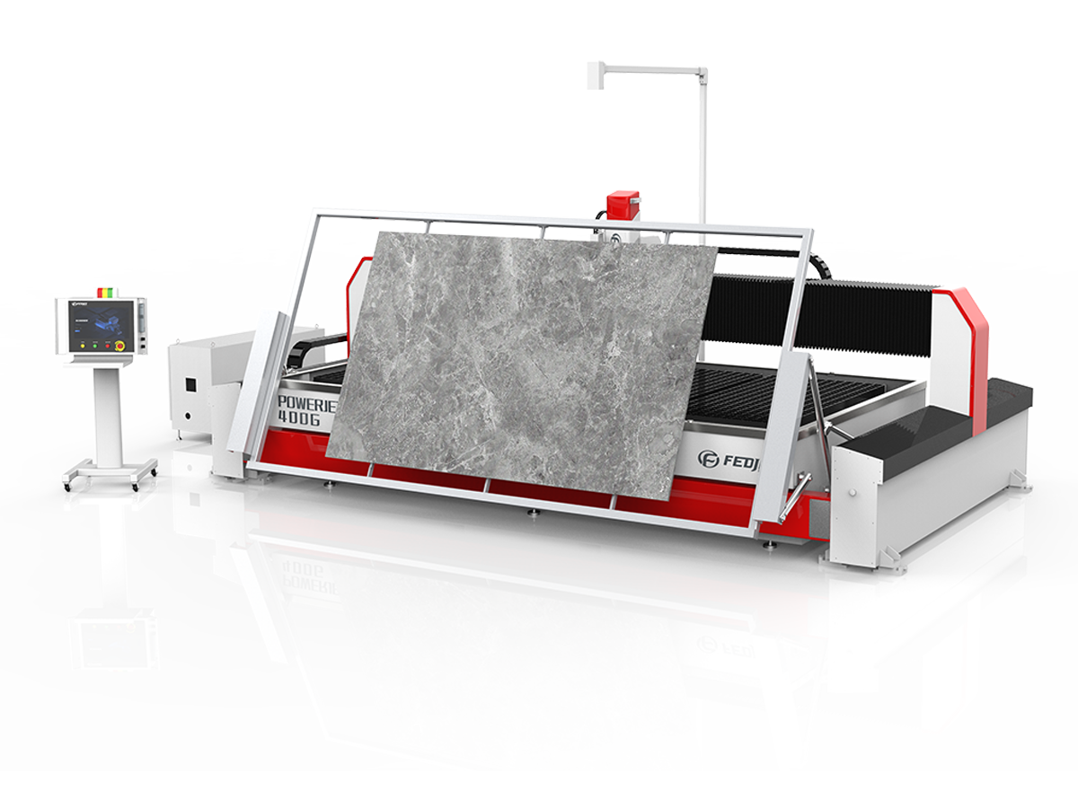 Stone slab loading and unloading waterjet machine