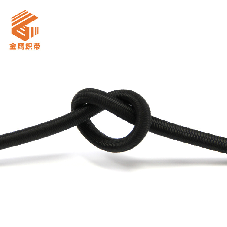 Manufacturer 4mm-6mm black round latex elastic rope rubber band trampoline rope sports tension rope round elastic rope