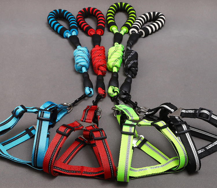 Pet Supplies Wholesale Pet Product Pet Tape Custom Leash Dog EVA Reflective Chest And Back Traction Leashes