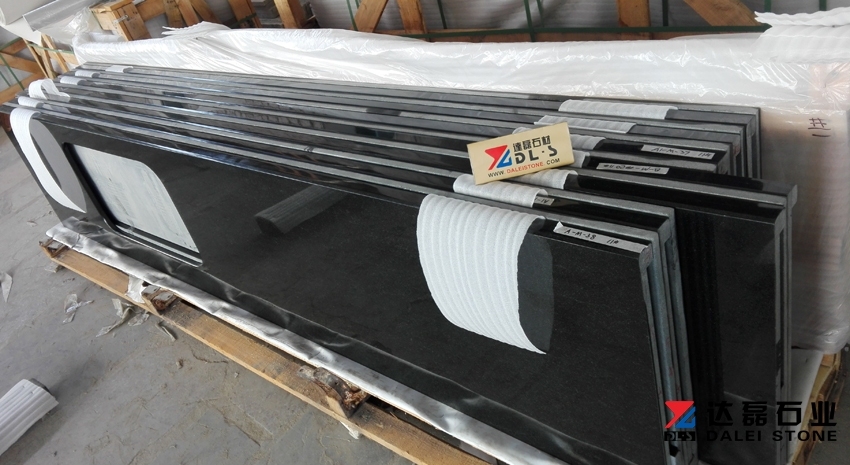 China Black Countertops With Basin Hole Cutting Wholesale Dalei Stone