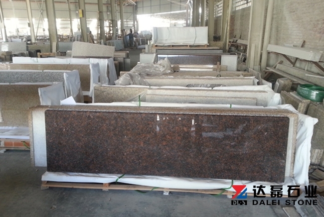 Tan Brown Kitchen Countertops Flat Edge Wholesale Dalei Stone