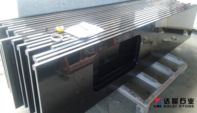 China Black Countertops With Basin Hole Cutting Wholesale Dalei Stone