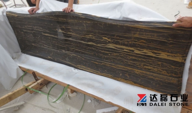 Roman Portoro Marble Countertops Round Edge Wholesale Dalei Stone