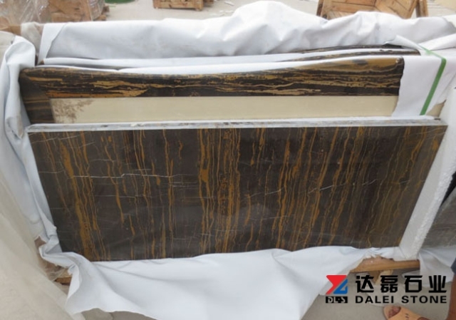 Roman Portoro Marble Countertops Round Edge Wholesale Dalei Stone