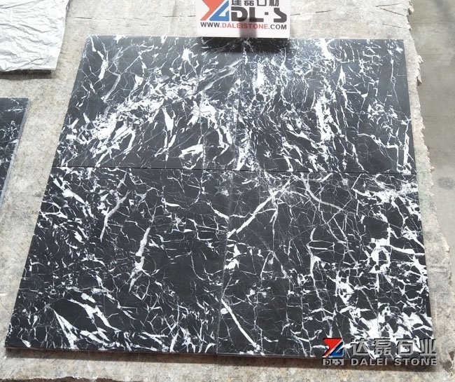 Chinese Black Marble Tiles Nero Marquina New Quarry Honed Finish