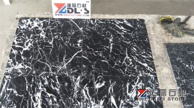 Chinese Black Marble Tiles Nero Marquina New Quarry Honed Finish