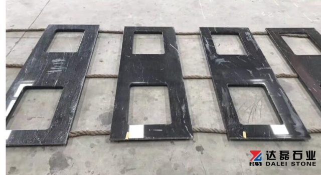 2019 New Project Vila Black Granite Countertops Round Edge Polishing Dalei Stone