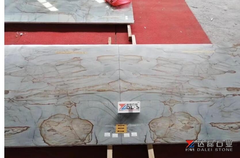 Blue Color Marble Tiles Cutting For Sea Hotel Project