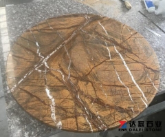 Green And Yellow Granite Table Tops Flat Edge Polished Wholesale Dalei Stone