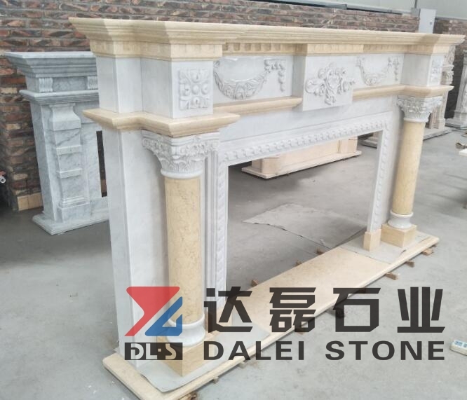 Beige Marble White Marble Mix To The Marble Fireplace