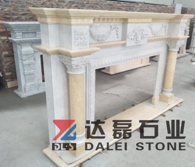 Beige Marble White Marble Mix To The Marble Fireplace