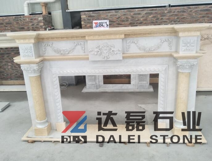 Beige Marble White Marble Mix To The Marble Fireplace