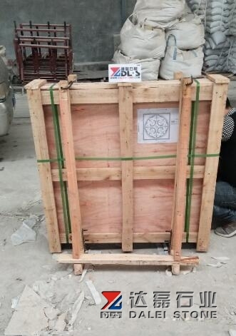 Dark Emperador Marble Tiles Water Jet Pattern and Carving
