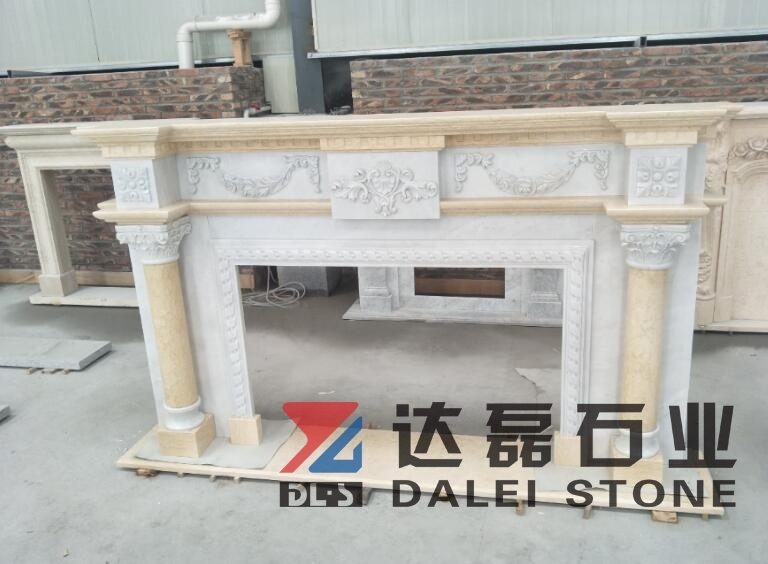 Beige Marble White Marble Mix To The Marble Fireplace