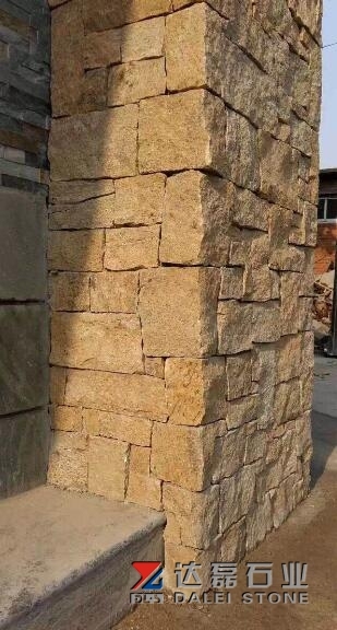 Yellow Color Granite Rusty Loose Stone Wall Cladding Dalei Stone