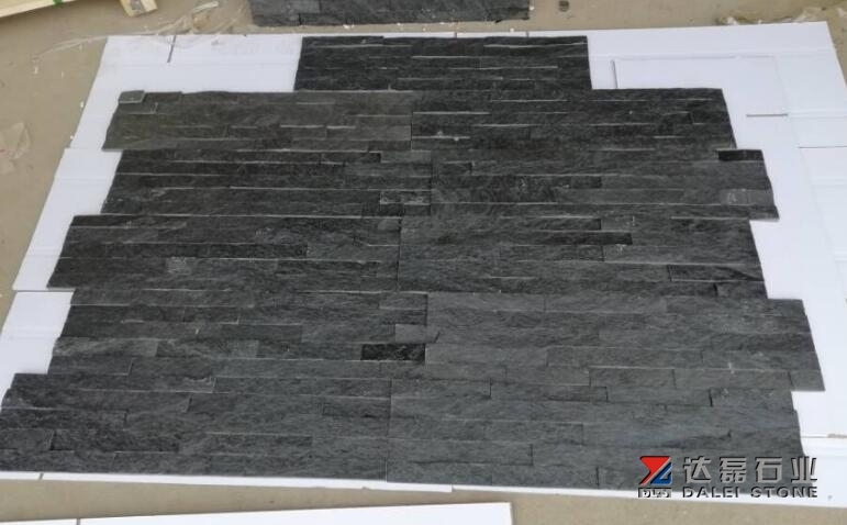 Black Quartz Slate Tiles Natural Black Culture Stone for wall cladding
