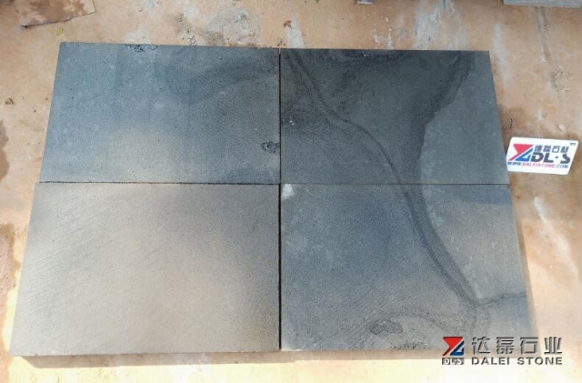 Blue Basalt Tiles Saw Cutting Black Basalt Cat Paws