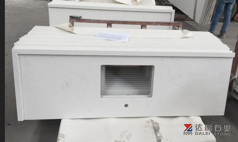 White Carrara White Quartz Stone Slabs Quartz Countertops