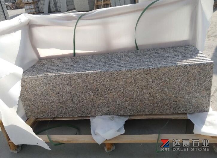 Red Granite Steps Polished One long Round Edge